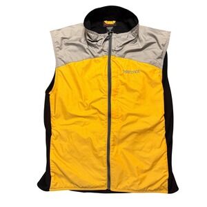 Marmot Vest Full-Zip Outdoor Cycling Hiking Nylon Yellow Gray Black Men's Medium